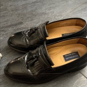 Bostonian Black Leather Tassel Fringe Loafers